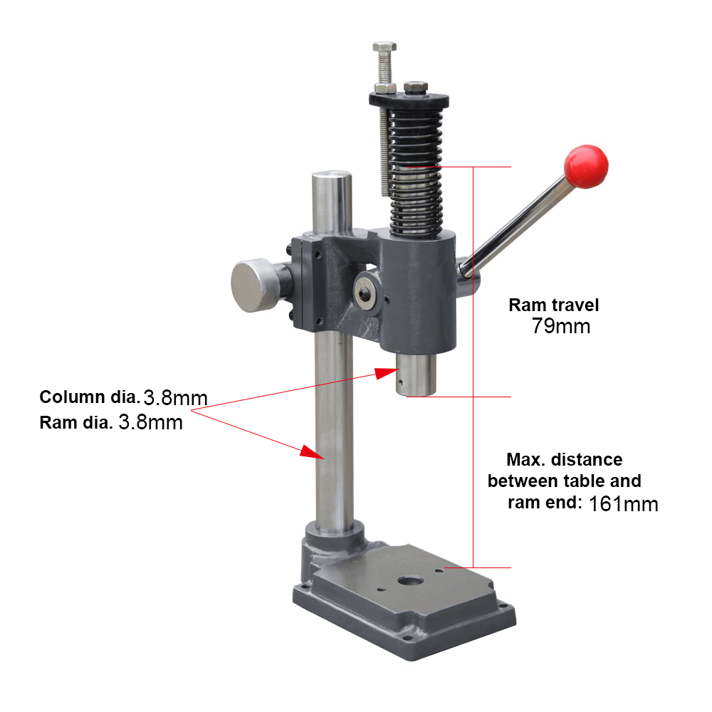 BOKA Manual Press AP-2S, 2 Ton Arbor Press with Adjustable Press Height, Solid Construction for Jewelry Making