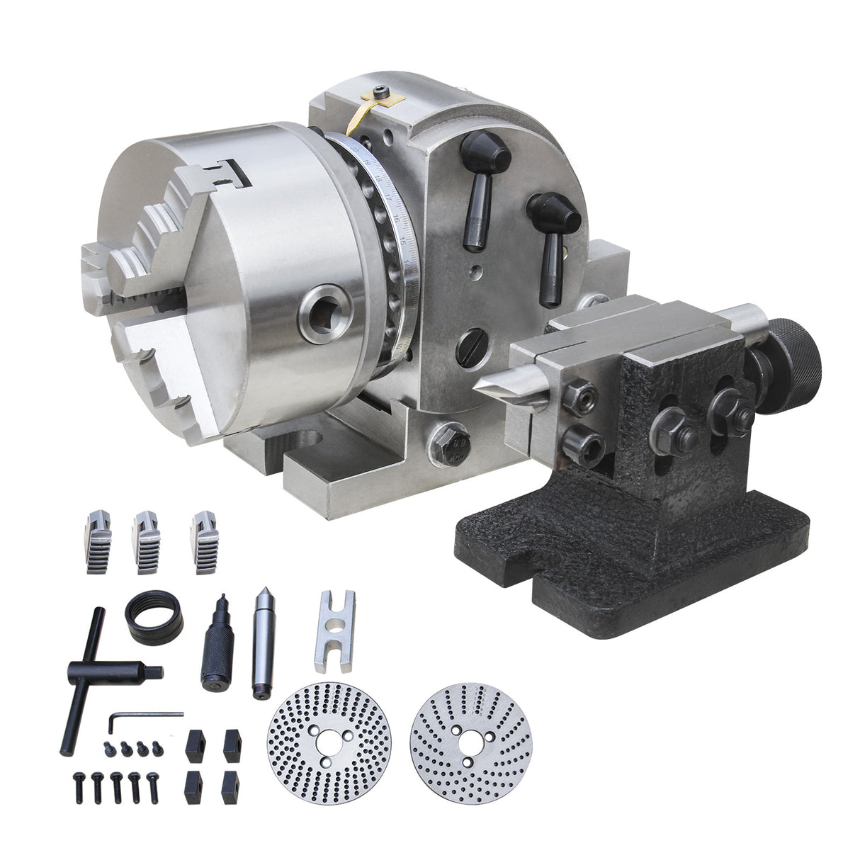 BOKA BS-0 Precision Dividing Head 127 mm Semi-Universal Dividing Head with 3-Jaw Chuck, Dividing Discs & Tailstock