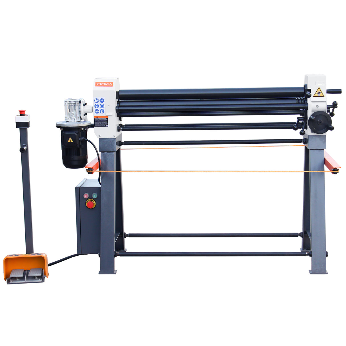 BOKA ESR-4014 three-roll bending machine with electric motor & cone bending device, max. sheet thickness 2.0 mm, max. rolling thickness 1020 mm, 400V 50Hz 3PH