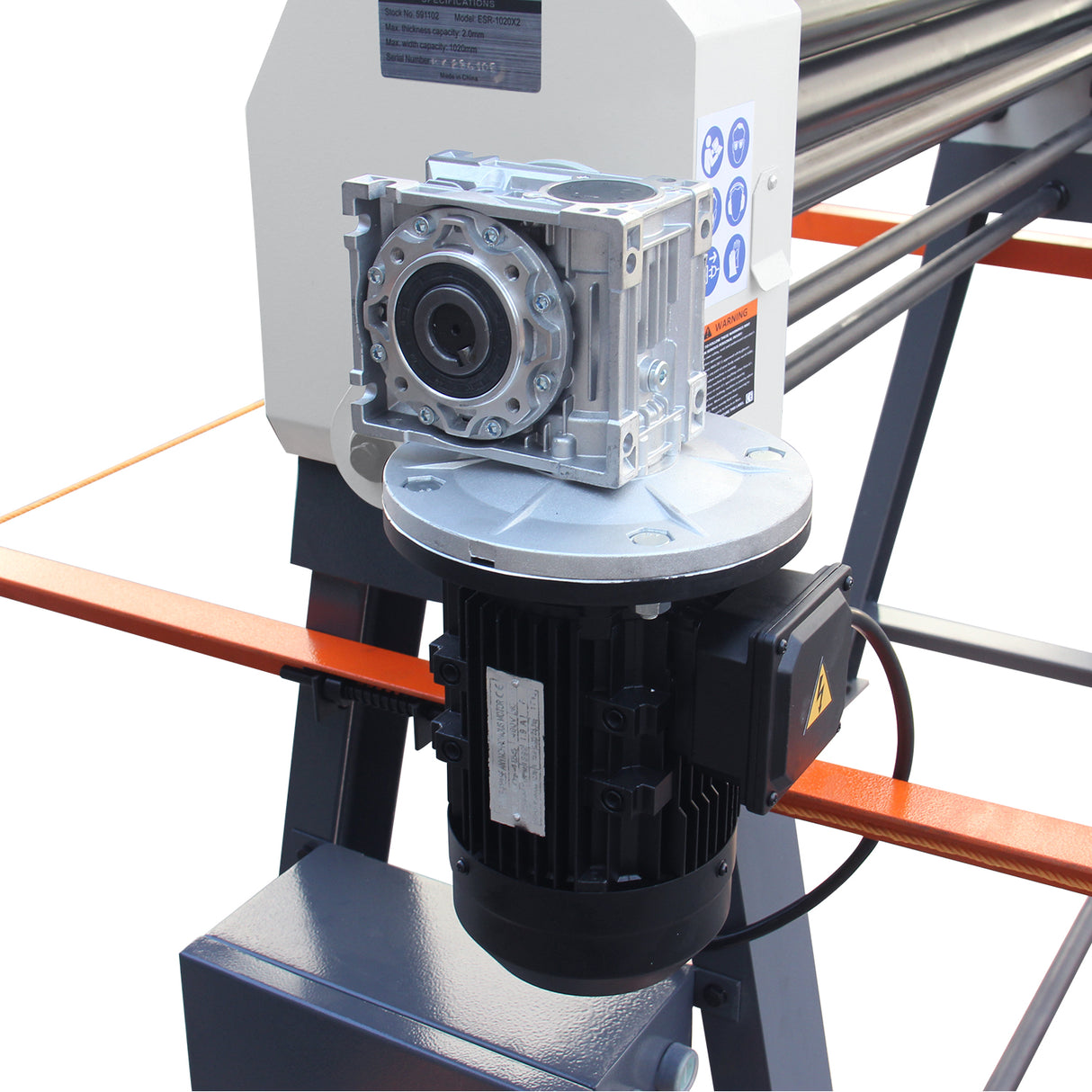 BOKA ESR-4014 three-roll bending machine with electric motor & cone bending device, max. sheet thickness 2.0 mm, max. rolling thickness 1020 mm, 400V 50Hz 3PH