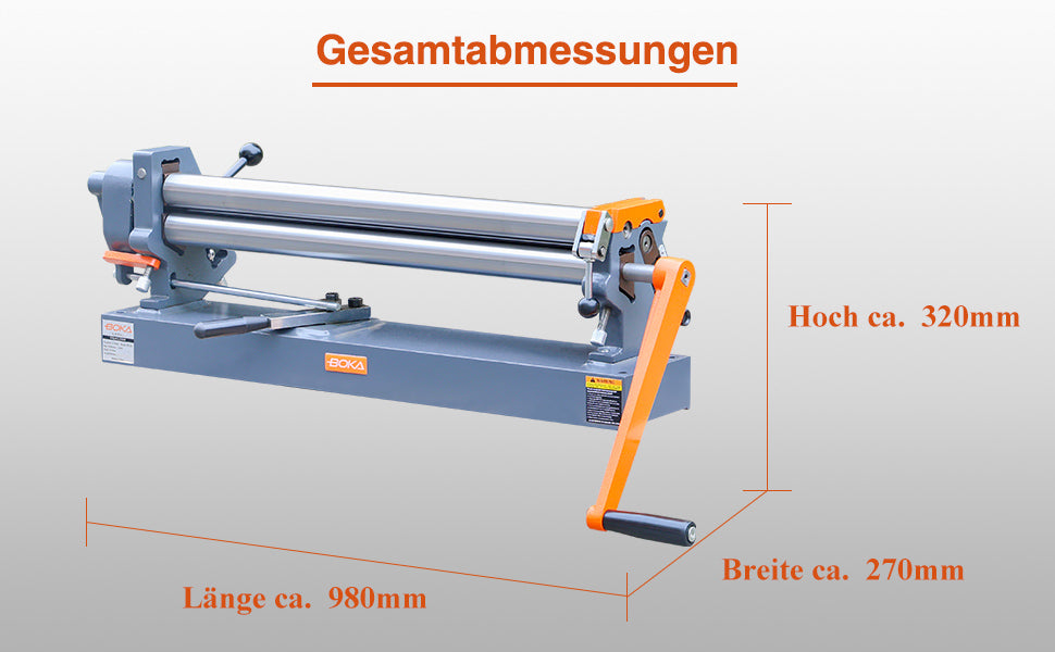 BOKA SR-24 Roll Bending Machine, 610 mm Rolling Width, 1.5 mm Capacity for Soft Steel, Manual Metal Bending Machine, Compact and Durable