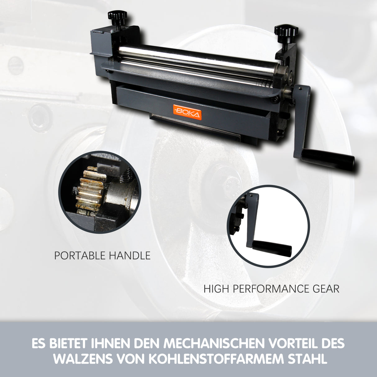 BOKA round bending machine 3-roller for 1 mm sheet bending machine 300 mm wide SJ-300 round bending machine