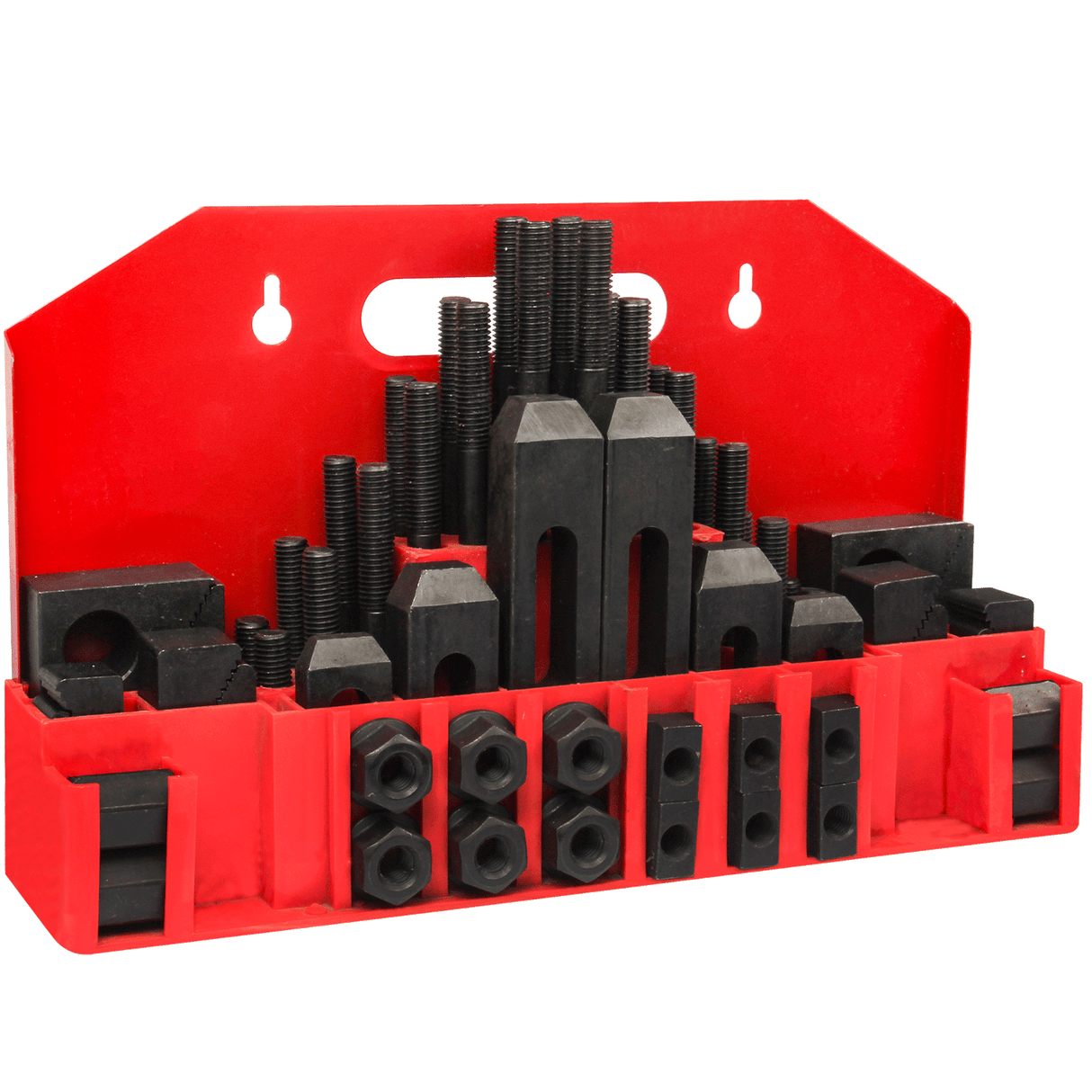 BOKA 58-piece clamping set for M12/D14 M12x1.75P for mini milling machine, with wall bracket, 42-piece steel clamping set