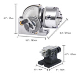 BOKA Semi-Universal Indexing Head Set BS-1 – with 150 mm indexing head, 150 mm chuck, tailstock, indexing wheels, and 3-jaw chuck – semi-universal milling set