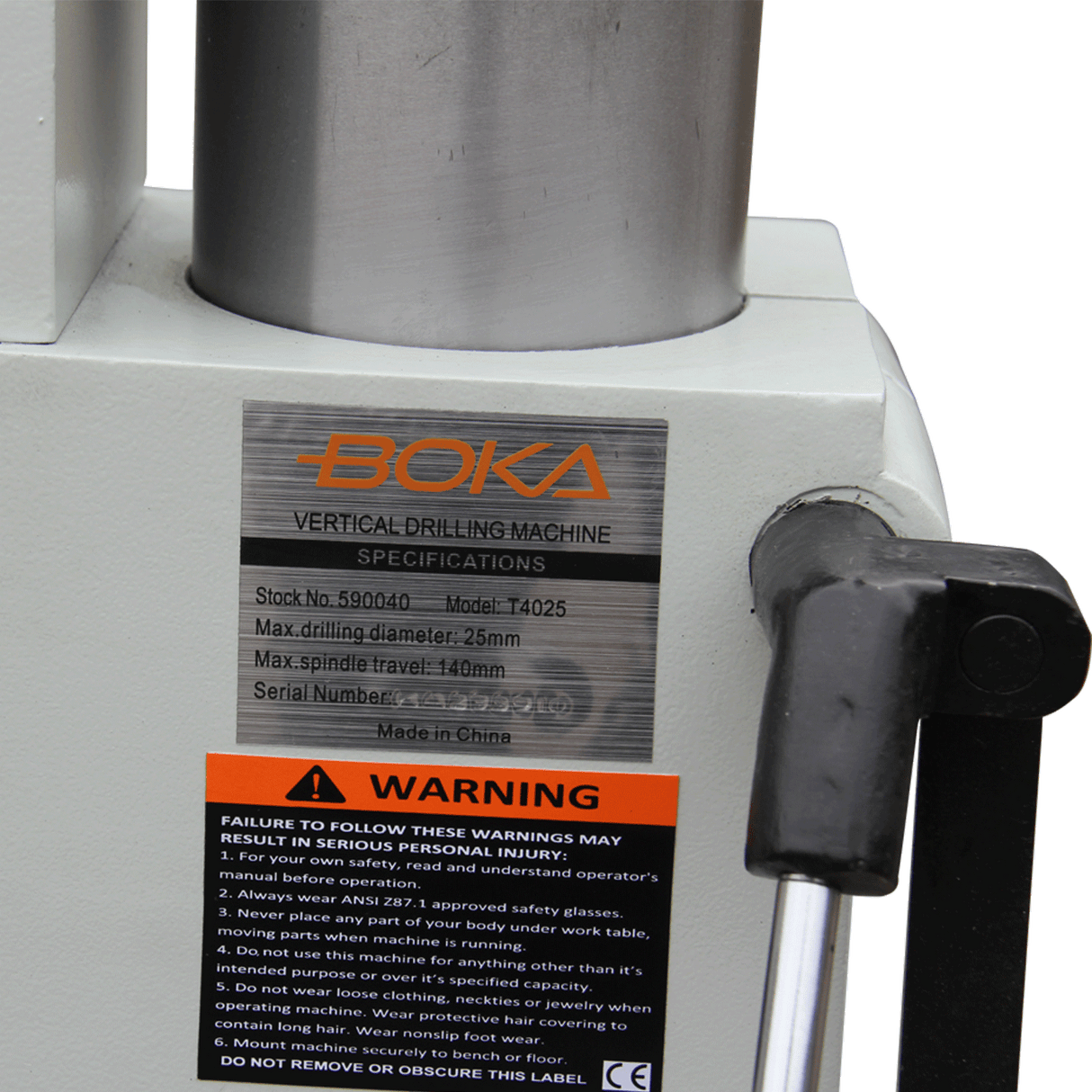BOKA T4025 pillar drill with gearbox from